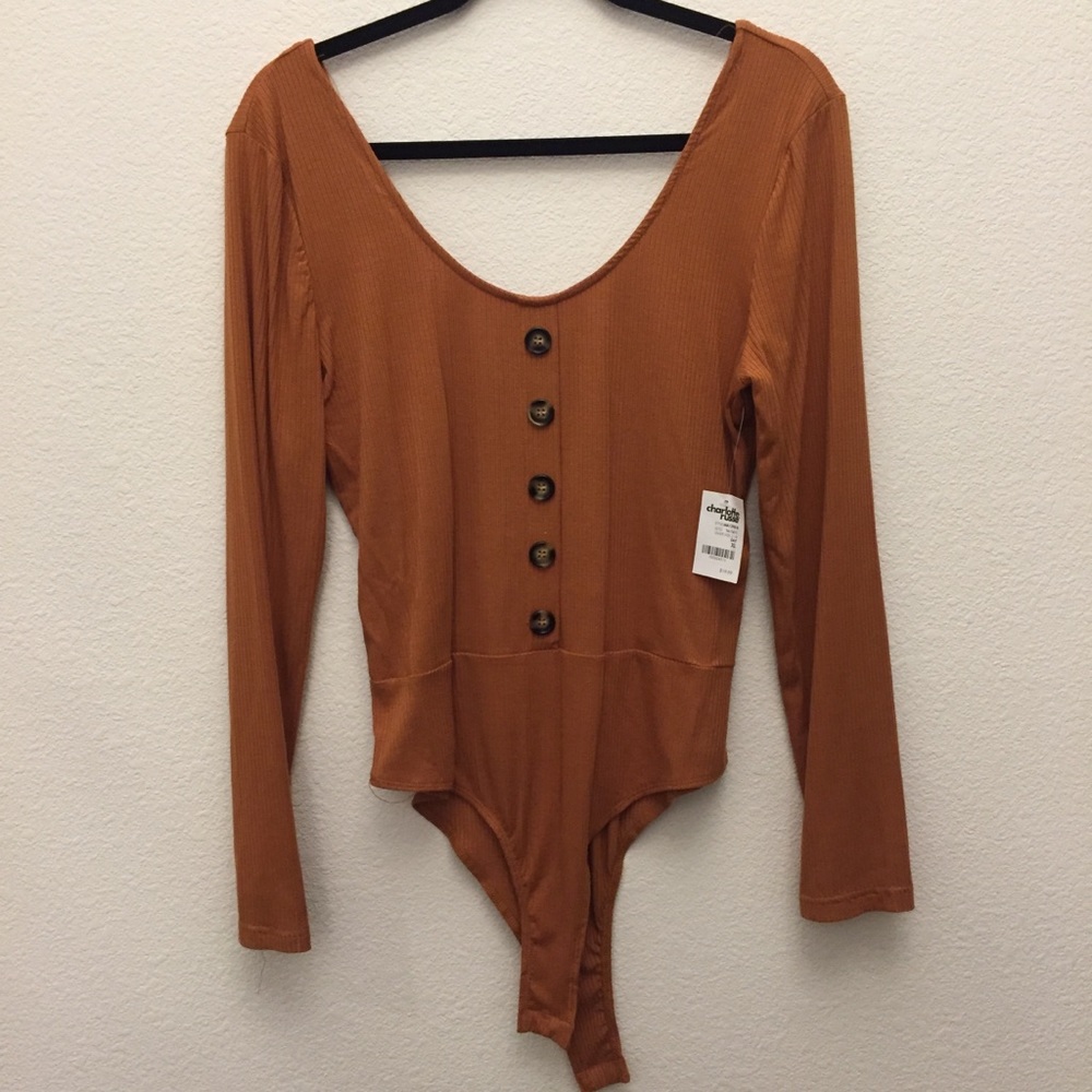 NWT Pumpkin Ribbed Knit Long-Sleeved Bodysuit